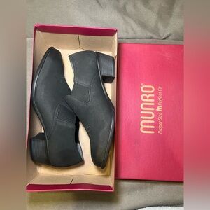 Munro Silverton Black Distressed W/Laser Etching Black Booties Wide Width Shoe